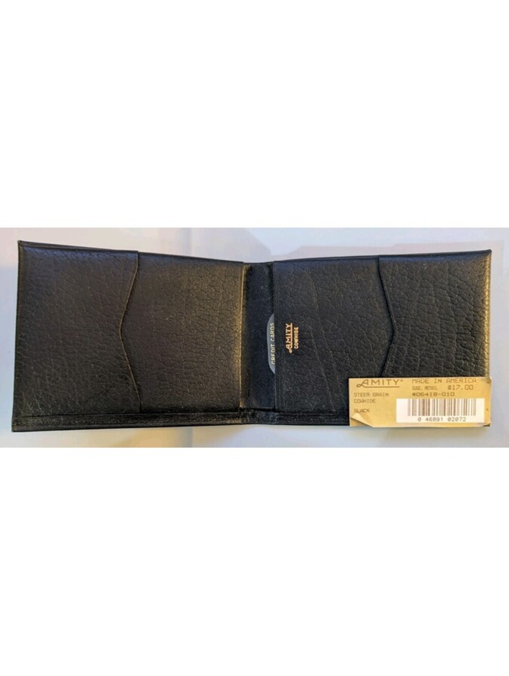 NOS Vintage Amity Director Billfold Bi-Fold Black Leather Mens Wallet